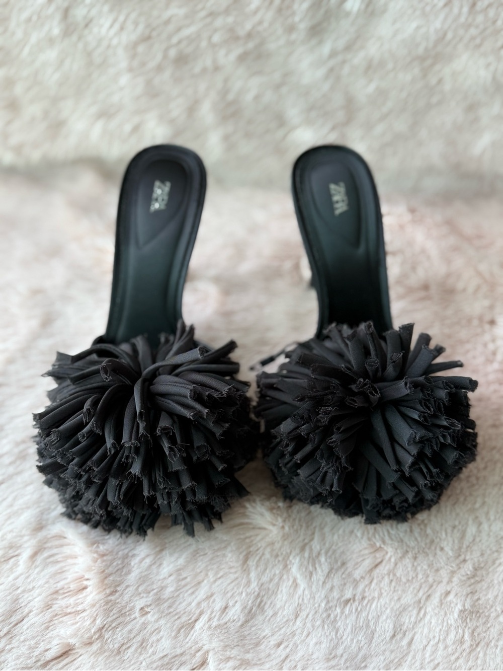 Zara Black Pom-Pom Stiletto Mules - Picture 6 of 6